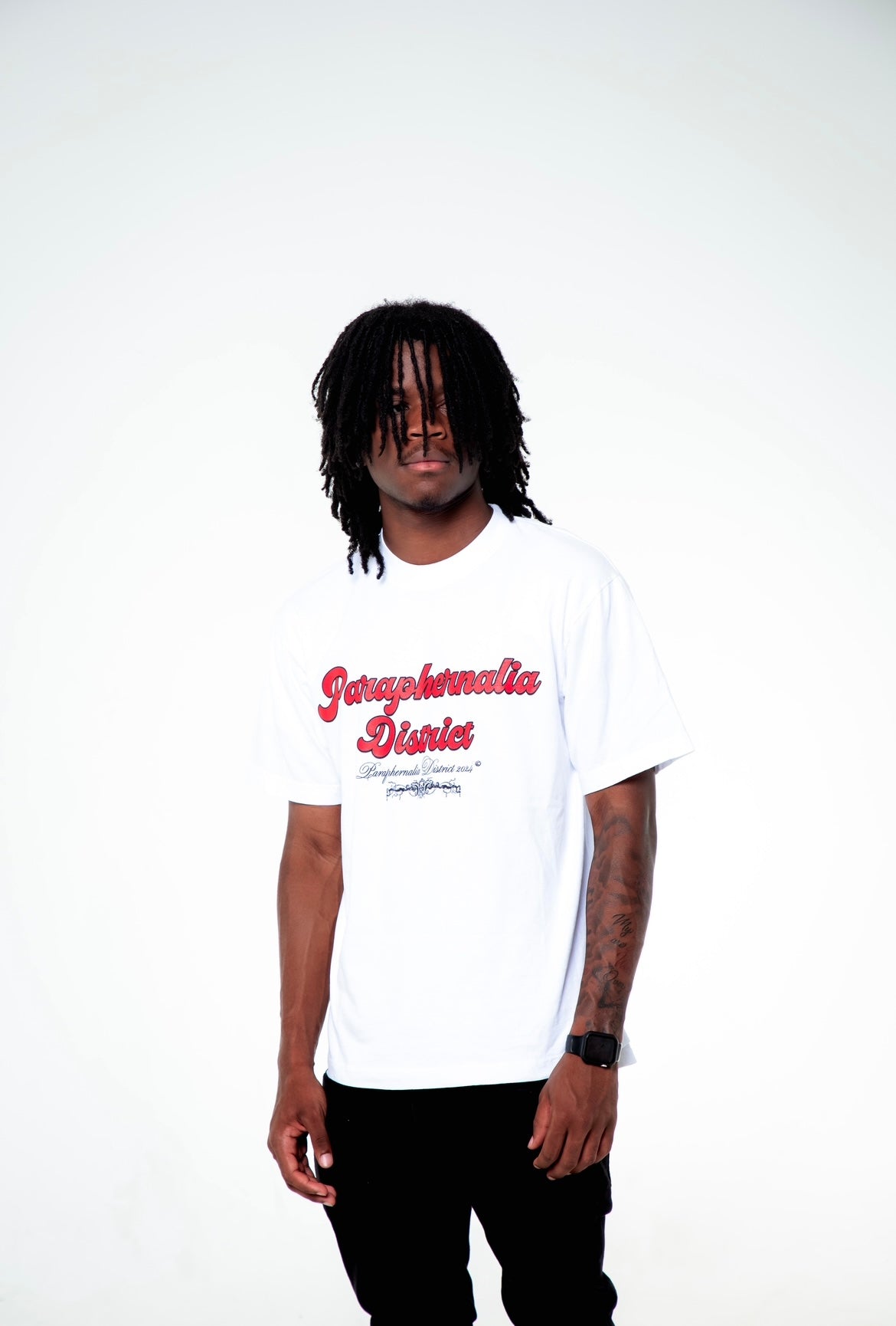 White/Red Heavyweight Script Logo Tee