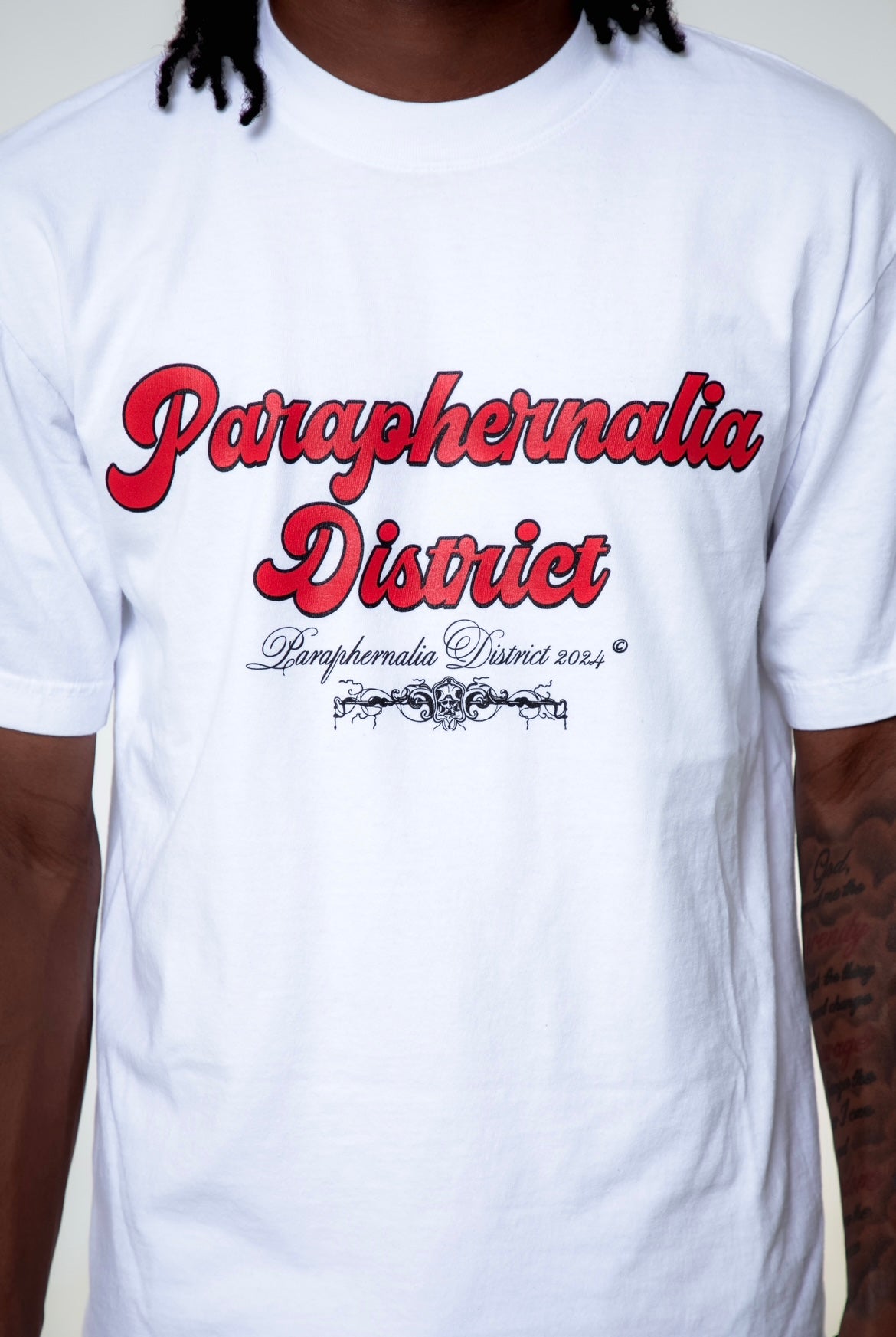 White/Red Heavyweight Script Logo Tee