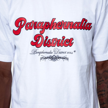 White/Red Heavyweight Script Logo Tee